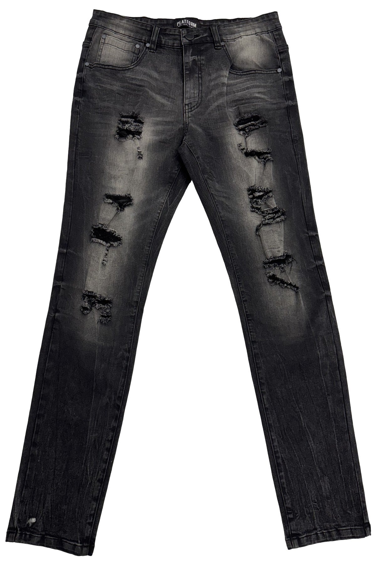 Rip-Off Washed Jeans [black shadow]