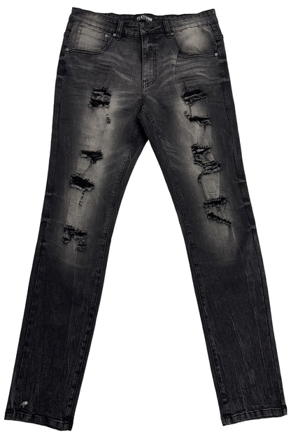 Rip-Off Washed Jeans [black shadow]