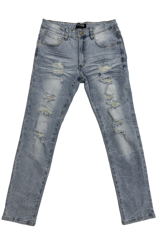 Rip-Off Washed Jeans [sky]